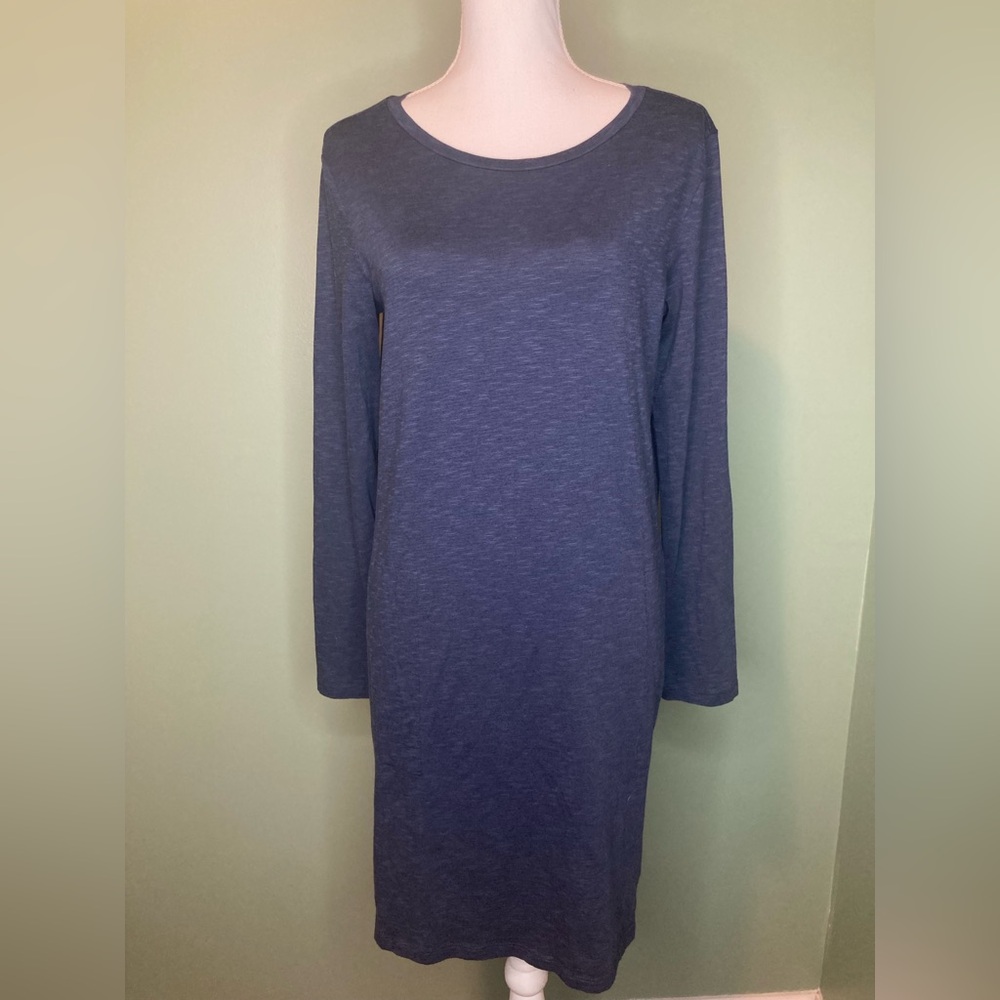 Toad&Co Windmere II Shift Dress Womens Medium Navy Blue Heather Cotton Pockets